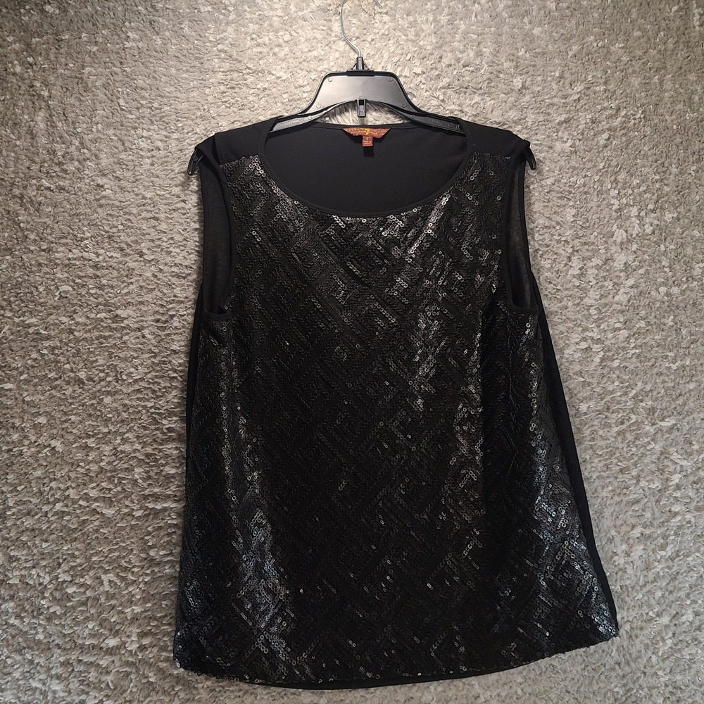 7 For All Mankind Sequin Top Mesh Open Back Small Gothic Concert Festival Rock